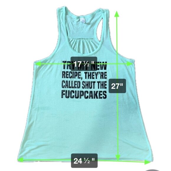 Bella Canvas Shut the fucupcakes Green Sleeveless Racerback Tank Top Women's Siz - Picture 3 of 6